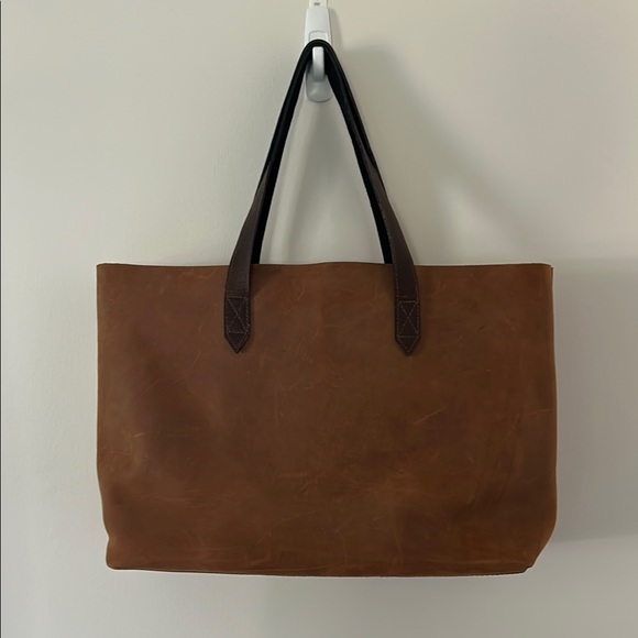 Handmade Brown Leather Tote Bag - Picture 1 of 7